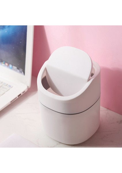 Masaüstü Mini Çevirme Çöp Kutusu Iskandinav Ev Yaratıcı Kapalı Çöp Oturma Odası Basın Tipi Basit Masa Sepeti-Beyaz (Yurt Dışından) fırsatları