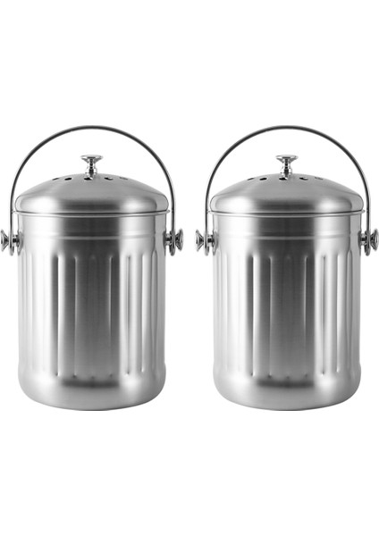 2x Kompost Kutusu, Saplı Soyma Kovası ve 4 Kömür Filtresi, 5 Litre, Temizlemesi Kolay (Yurt Dışından)