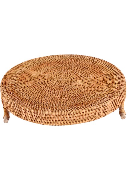 2x Rattan Saklama Tepsisi, Saplı Yuvarlak Sepet, El Dokuma, Rattan Tepsi Hasır Sepet L (Yurt Dışından)