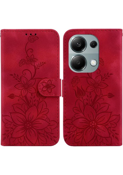 Xiaomi Redmi Için Not 13 Pro 4g Kabartmalı Zambak Kart Tutucu Cüzdan (Yurt Dışından)