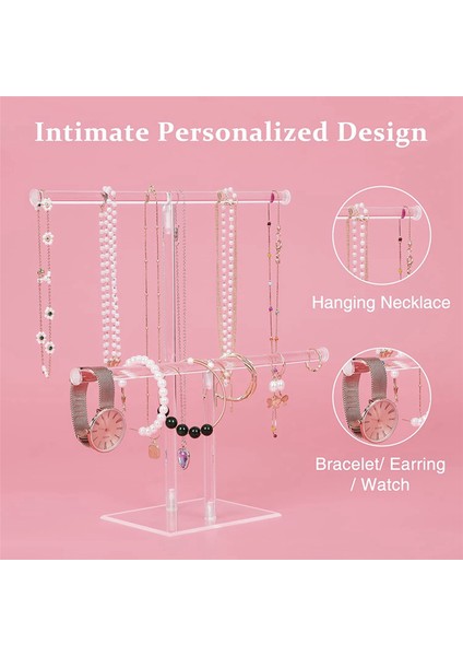 2x Takı Standı Kolye Tutucu, Takı Ekran Tutucu, Kolye ve Bilezik Asılı Organizatör, Şeffaf Kule Standı (Yurt Dışından) modelleri
