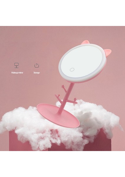 Taşınabilir LED Işıklı Makyaj Aynası Bayan Makyaj Lambası Depolama Masaüstü Şekli Kozmetik Aynalar (Pembe) (Yurt Dışından) fiyatları