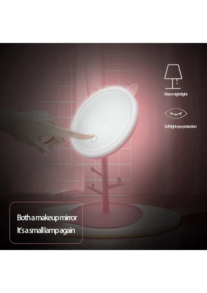 Taşınabilir LED Işıklı Makyaj Aynası Bayan Makyaj Lambası Depolama Masaüstü Şekli Kozmetik Aynalar (Pembe) (Yurt Dışından) indirimleri