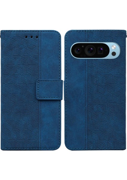 Google Piksel 9 Pro Cüzdan Kapak Için Kılıf Kickstand Özelliği Geometrik Pu (Yurt Dışından)
