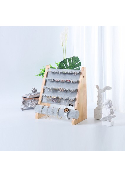 Ahşap Takı Ekran Standı Bilezik Küpe Tutucu T-Bar Ekran Bilezikler Halhal Takı Ekran Standı Gri (Yurt Dışından) modelleri