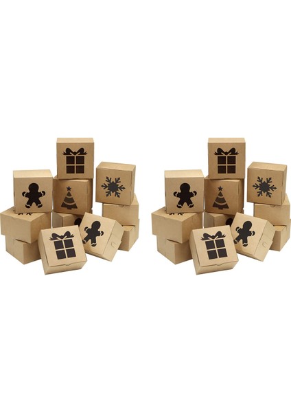 60 Kraft Karton Ekmek Kurabiye Kutuları Set 4X4X2.5INCH Noel Cupcakes, Kurabiyeler, Brownies, Donutlar Için Otomatik Açılır Pencere (Yurt Dışından)