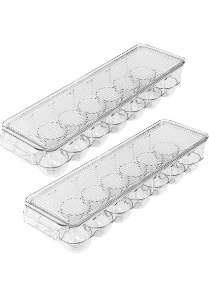 Yumurta Kabı 14 Kapaklı ve Kulplu Yumurta Kabı, Buzdolabı Için Yumurta Tutucu, Yumurta Saklama ve Yumurta Tepsisi (Şeffaf, 2'li Paket) (Yurt Dışından)