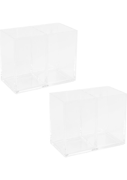 2x Şeffaf Akrilik Makyaj Fırça Tutucu Kalem Kalem Bardak Tutucu Kozmetik Durumda Masaüstü Kırtasiye Organizatör Bölmeleri (Yurt Dışından)