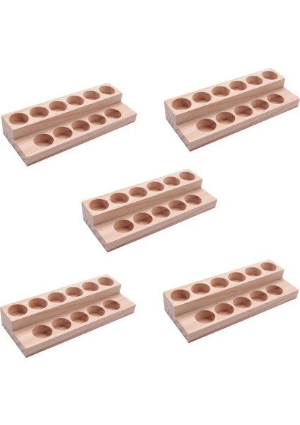 5x 11 Delik Ahşap Esansiyel Yağı Tepsisi El Yapımı Doğal Ahşap Vitrin Gösteri Istasyonu 5-15ML Şişeler Için (Yurt Dışından)