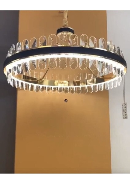 Elegance Kristal Taşlı LED Avize Gold Sarı 60'lık Kademeli 3 Renk fiyatları