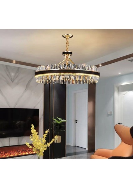 Elegance Kristal Taşlı LED Avize Gold Sarı 60'lık Kademeli 3 Renk fırsatları