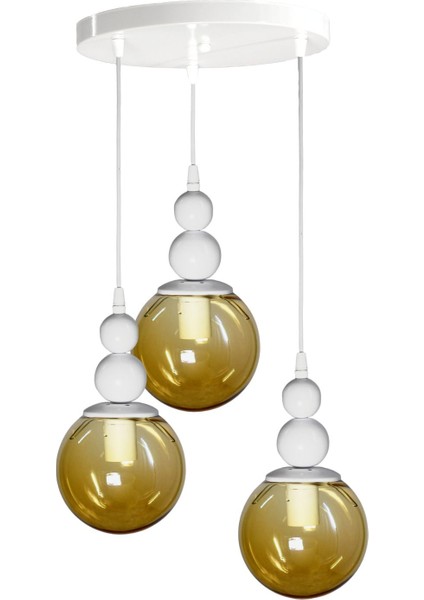 Venüs 3'lü Sarkıt Model Beyaz/bal - Hakiki Bal Cam- Oturma Odası- Salon- Yatak Odası Modern Avize