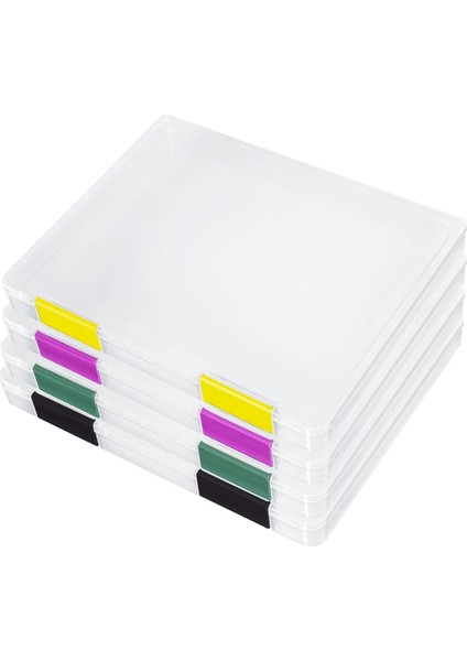 4 Adet A4 Dosya Taşınabilir Proje Çantası, Taşınabilir A4 Dosya Kutusu Plastik Koleksiyon Defteri Kağıdı Saklama Kutusu 8.5X11 Inç Mektup Kağıdı (Yurt Dışından)