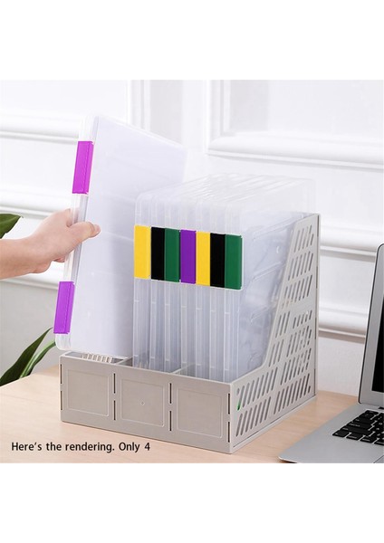 4 Adet A4 Dosya Taşınabilir Proje Çantası, Taşınabilir A4 Dosya Kutusu Plastik Koleksiyon Defteri Kağıdı Saklama Kutusu 8.5X11 Inç Mektup Kağıdı (Yurt Dışından)