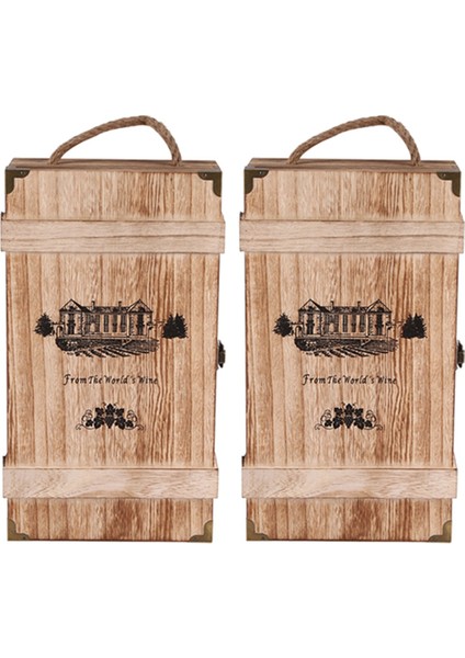 2x Vintage Ahşap 2 Kırmızı Şarap Şişesi Kutusu Taşıyıcı Sandık Kasa Depolama Taşıma Ekran Tutucu Doğum Günü Partisi Noel Hediyesi (Yurt Dışından)