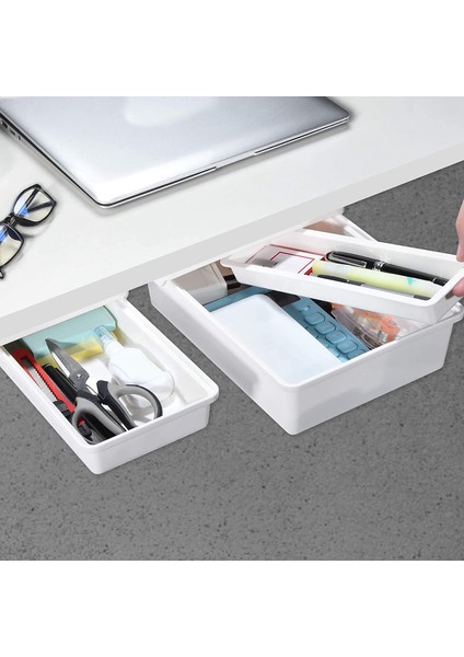 Masa Altı Çekmecesi, Masa Çekmecesi [2 Paket, M+S], Kalemler/kurşun Kalemler/anahtarlar/çatal Bıçak Takımı ve Daha Fazlası Için Kendinden Yapışkanlı Masa Altı Depolama Alanı (Yurt Dışından) indirimleri