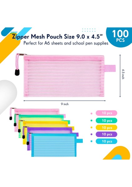 50 Paket Okul Malzemeleri Fermuar Örgü Kese Kalem Kalem Kutusu Kalem Saklama Torbaları Toplu Kalem Çantası Çok Amaçlı Seyahat Çantaları (Yurt Dışından)