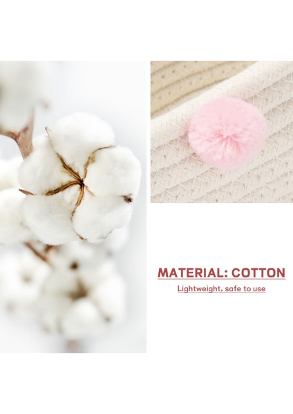 Pamuk Dokuma Depolama Sepeti Sevimli Ponpon Dekor Çeşitli Eşyalar Bitirme Kutusu Iskandinav Kozmetik Oyuncaklar Organizatör Çerçeve Pembe S, (Yurt Dışından) indirimleri