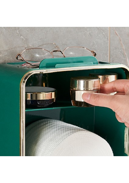 Doku Kutu Tutucu Duvar Çok Fonksiyonlu Kağıdı Saklama Kutusu Plastik Cilt Bakımı Makyaj Organizatör Banyo Aksesuarı, (Yurt Dışından)