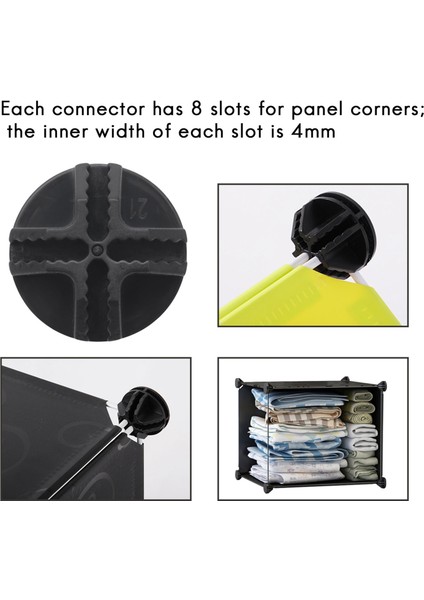 Modüler Düzenleyici Dolap ve Tel Izgaralı Kare Depolama Rafı Ünitesi Için Tel Kare Plastik Konektörler, 16'lı Set (Siyah) (Yurt Dışından) fiyatları