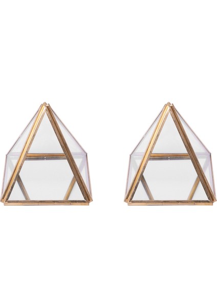 2x Cam Mücevher Kutusu Altın Geometrik Dekoratif Kutu Geometrik Cam Piramit Halka Tutucular Düğün Doğum Günü Hediyesi Için S (Yurt Dışından)