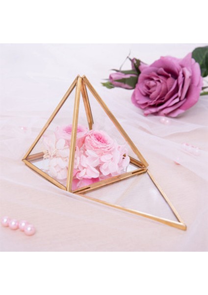 2x Cam Mücevher Kutusu Altın Geometrik Dekoratif Kutu Geometrik Cam Piramit Halka Tutucular Düğün Doğum Günü Hediyesi Için S (Yurt Dışından)