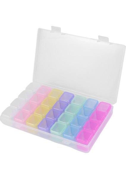 28 Izgara Plastik Saklama Kutusu Saklama Kutusu Mücevher Kutusu Boncuk Kutusu Nail Art Taklidi Küpe Kolye Tırnak Takısı Saklama Kutusu (Yurt Dışından)