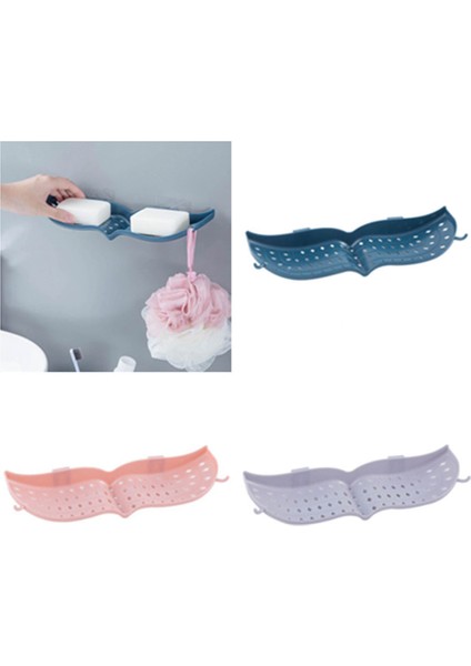Plastik Sabun Kutusu Deliksiz Güçlü Yapışkan Sabunluk Banyo Drenaj Sabunluk Sabun Kutusu Taşınabilir Sabunluk Pembe (Yurt Dışından)
