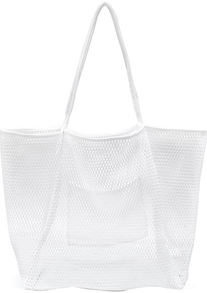 Taşınabilir Örgü Çanta Çocuk Saklama Torbaları Yüzme Plaj Çantası Havlu Kadın Kozmetik Makyaj Çantası Beyaz (Yurt Dışından)