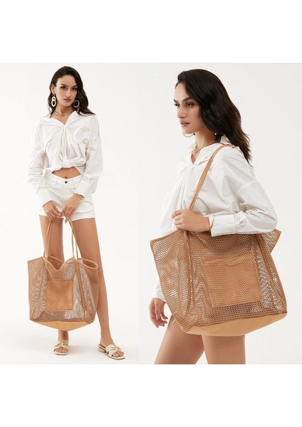 Taşınabilir Örgü Çanta Çocuk Saklama Torbaları Yüzme Plaj Çantası Havlu Kadın Kozmetik Makyaj Çantası Beyaz (Yurt Dışından) indirimleri