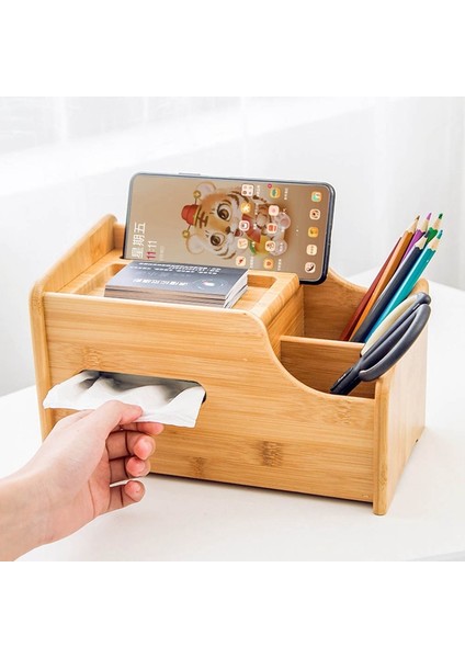 Sehpa Uzaktan Kumanda Tutucu Koleksiyonu Kozmetik Makbuz Dahil Organizatör Depolama Bambu Ahşap Kutu Rafları, L (Yurt Dışından) fırsatları