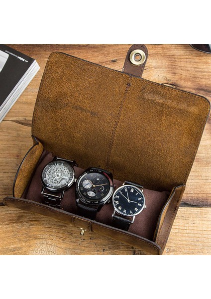 Aile 2x 3 Yuvalı Saat Rulosu Ekran Saklama Kutusu, Retro Inek Derisi Seyahat Saat Çantası, Bilek Takı Kesesi Organizatör (Yurt Dışından) fiyatları