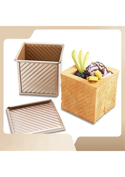 Kapaklı Mini Somun Tavası, 0,55LB(250G) Fırında Pişirme Için Hamur Kapasiteli Yapışmaz Kare Tost Kutusu (Yurt Dışından)