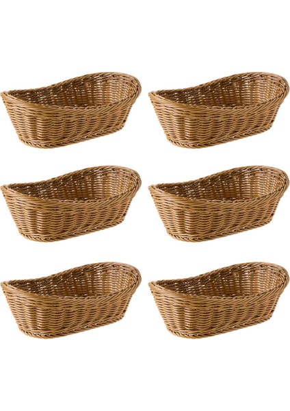 6x Oval Hasır Dokuma Ekmek Sepeti, Gıda Meyve Kozmetik Depolama Masa Üstü ve Banyo Için 10.2 Inç Depolama Sepeti (Yurt Dışından)