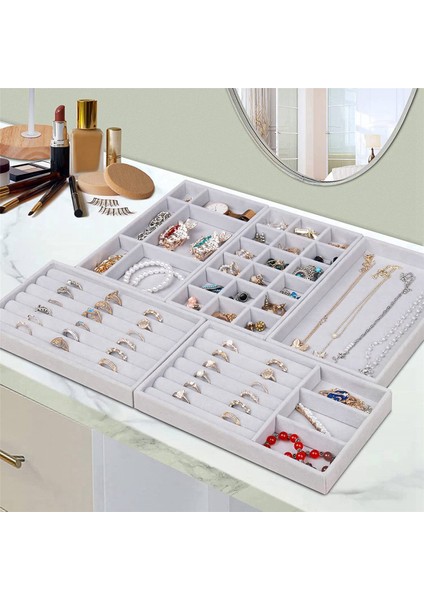 Takı Organizatör Tepsisi, Çekmece Için 10 Adet Istiflenebilir Kadife Takı Organizatör, Takı Depolama Teşhir Tepsileri Vitrin (Yurt Dışından) indirimleri