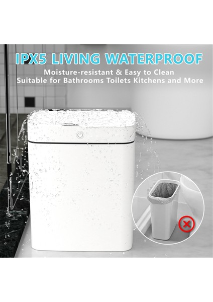 2 Paket Banyo Çöp Kovası Kapaklı, Akıllı Otomatik Temassız Çöp Kovası, Ince Hareket Sensörlü Su Geçirmez Çöp Kutusu (Yurt Dışından) fırsatları