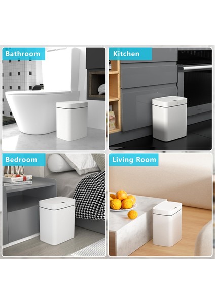 2 Paket Banyo Çöp Kovası Kapaklı, Akıllı Otomatik Temassız Çöp Kovası, Ince Hareket Sensörlü Su Geçirmez Çöp Kutusu (Yurt Dışından) indirimleri
