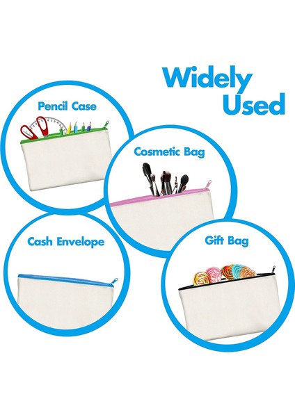 15 Paket Boş Pamuk Kanvas Dıy Zanaat Fermuarlı Çanta Torbalar Kalem Kutusu Makyaj Kozmetik Tuvalet Sabit Depolama (Yurt Dışından) modelleri