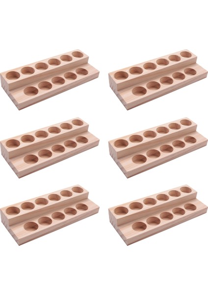 6x 11 Delik Ahşap Uçucu Yağ Tepsisi El Yapımı Doğal Ahşap Vitrin Gösteri Istasyonu 5-15ML Şişeler Için (Yurt Dışından)