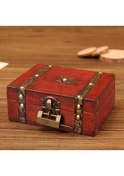 Ahşap Vintage Kilit Hazine Sandığı Takı Saklama Kutusu Kasa Organizatör Yüzük Kızlar Için Hediye (Yurt Dışından)