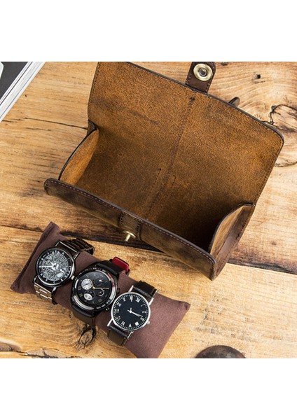 Aile 3 Yuvalı Saat Rulosu Ekran Saklama Kutusu, Retro Inek Derisi Seyahat Saat Çantası, Bilek Takı Kesesi Organizatör (Yurt Dışından) indirimleri