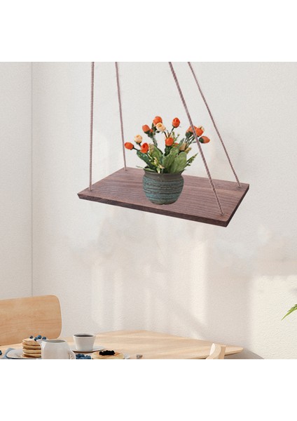 2 Adet Ahşap Asma Raf, Duvara Asma Raf Takımı, Pamuk Halatlı Üç Köşeli Raflar, Asma Salıncak Raflar(Ahşap Kahverengi), (Yurt Dışından) modelleri