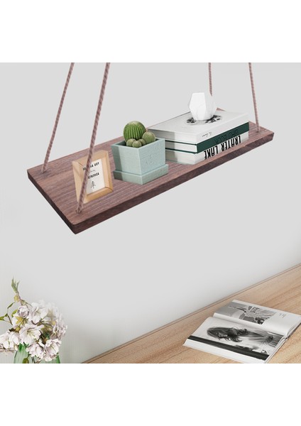 2 Adet Ahşap Asma Raf, Duvara Asma Raf Takımı, Pamuk Halatlı Üç Köşeli Raflar, Asma Salıncak Raflar(Ahşap Kahverengi), (Yurt Dışından) fırsatları