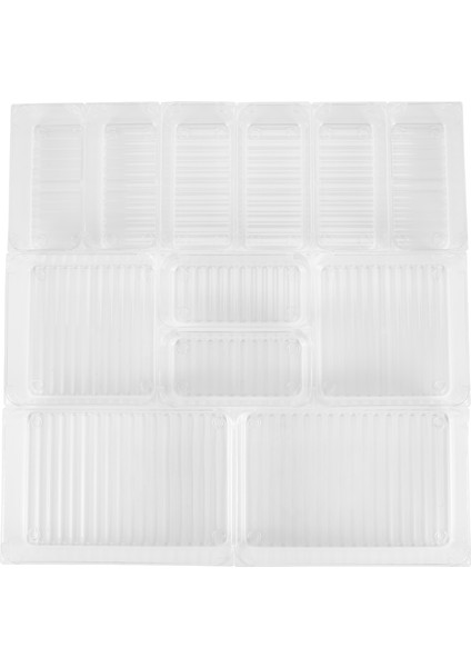 Ofis Için 3 Boyutlu Şeffaf Plastik Saklama Kutuları Bölücü Makyaj Organizatörü ile 12 Masa Çekmece Organizatör Tepsisi Seti, (Yurt Dışından)