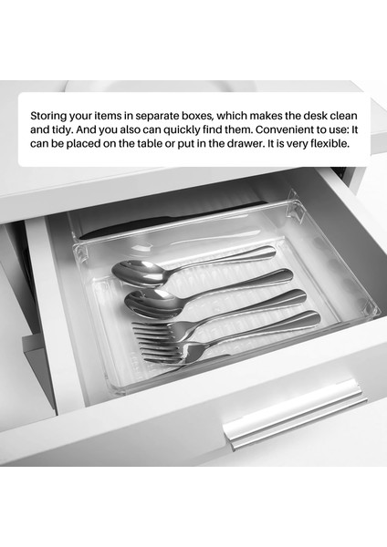 Ofis Için 3 Boyutlu Şeffaf Plastik Saklama Kutuları Bölücü Makyaj Organizatörü ile 12 Masa Çekmece Organizatör Tepsisi Seti, (Yurt Dışından) fiyatları