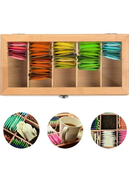 Çok Fonksiyonlu Bambu Sistemi Çay Poşeti Takı Organizatör Saklama Kutusu 5 Bölme Çay Kutusu Organizatör Şeker Konteyner, (Yurt Dışından) fırsatları