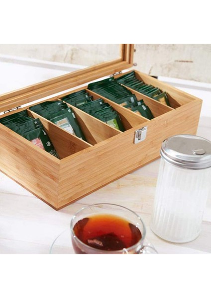 Çok Fonksiyonlu Bambu Sistemi Çay Poşeti Takı Organizatör Saklama Kutusu 5 Bölme Çay Kutusu Organizatör Şeker Konteyner, (Yurt Dışından) indirimleri