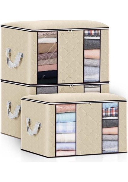 3 Adet Dokunmamış Kumaş Dolap Organizatör Katlanabilir Giysi Saklama Çantası Taşınabilir Yatak Odası Yorgan Battaniye Toz Geçirmez Organizatörler-4, (Yurt Dışından)
