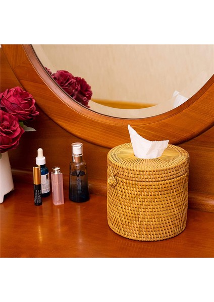 3x Rattan Doku Kutusu Tuvalet Kağıdı Kapağı Hasır Dekoratif Kapaklı Tutucular (Yurt Dışından)