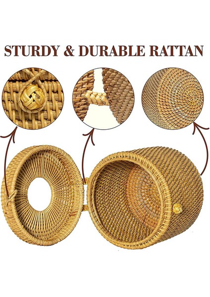 3x Rattan Doku Kutusu Tuvalet Kağıdı Kapağı Hasır Dekoratif Kapaklı Tutucular (Yurt Dışından) fiyatları